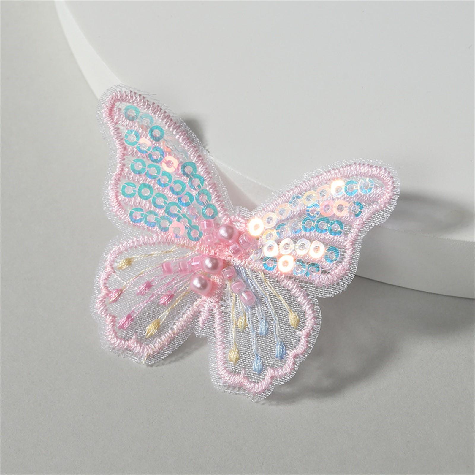 

100 шт 62*48 мм изысканные пайетки вышитые сетчатые бабочки для DIY головных уборов заколки для волос декор одежды шляпы обуви швейные заплатки One Size розовый