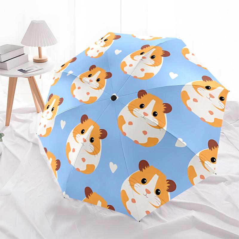 1pc Hamster Print Automatic Folding Umbrella - Portable Collapsible 8-Rib Umbrella for All Seasons Yy251119153