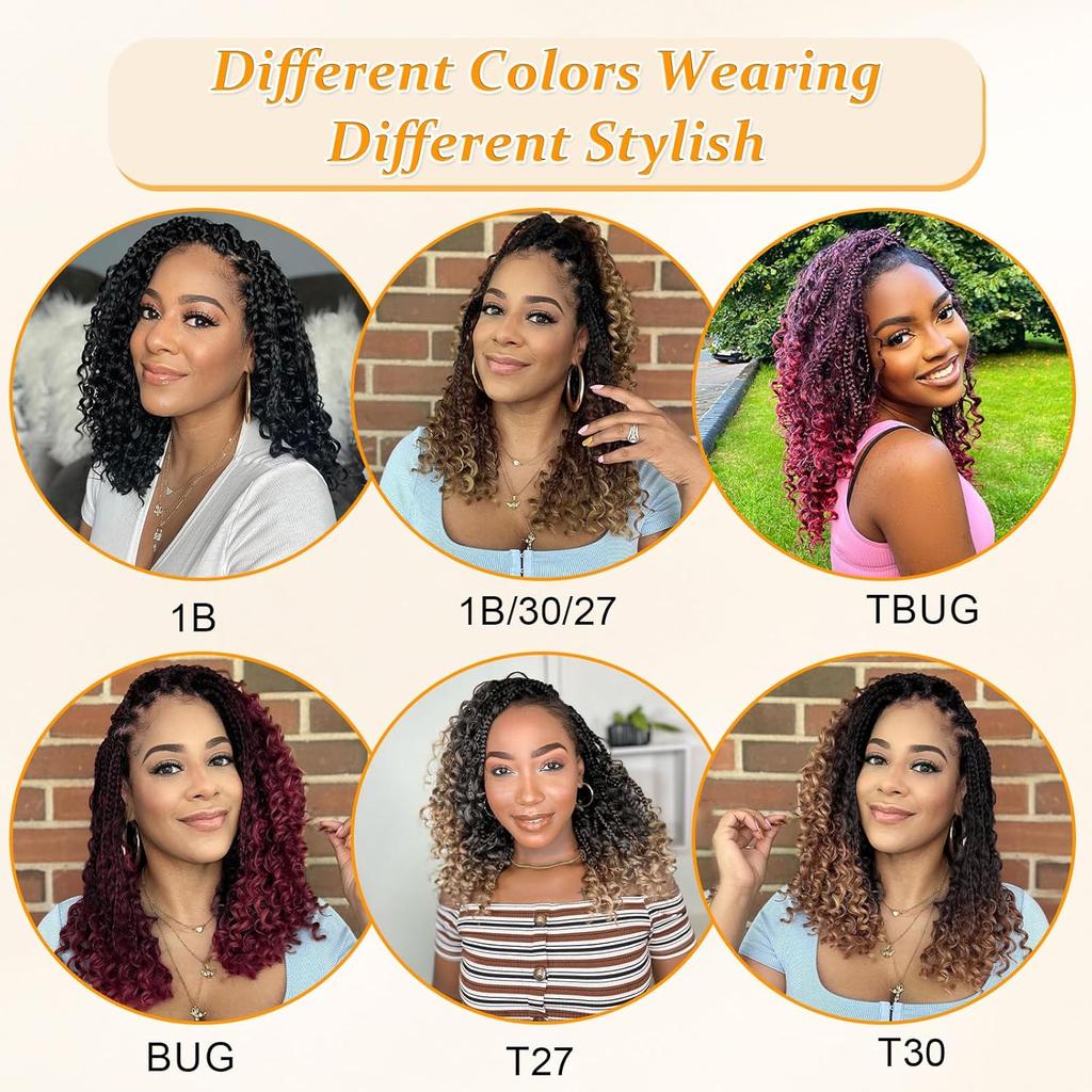 10 Inch Bob Goddess Box Braids Crochet Hair 1Pcs/Lot Synthetic Boho Crochet Box Braids With Curls Box Braids Hair Extensions