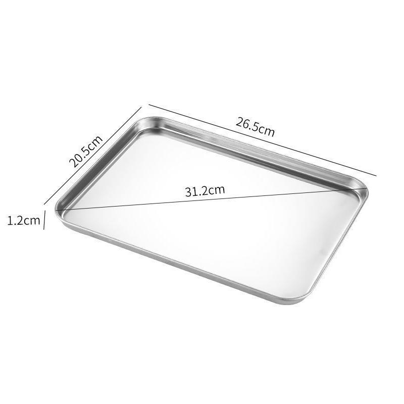 1PC Rectangle Stainless Steel Tray Food Serving Plate Buffet Presentation Pan for Rice Home Dishes Storage Kitchen Gadget