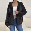 Women's Color Hooded Zip Up Cardigan with Pockets Loose Fit Coat