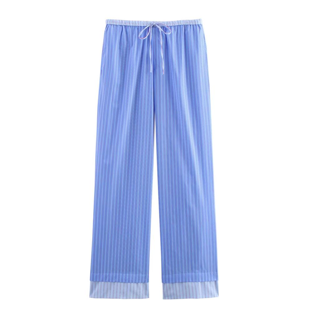 

Женский повседневный комплект из поплиновой рубашки с длинным рукавом и брюк с высокой посадкой, весна/лето 2025 Medium королевский синий