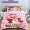3pcs Princess Strawberry3 Design Cover Set - HD Printed Bedding with 1 Cover and 2 Pillowcases - Perfect for Home and Dorm Decor