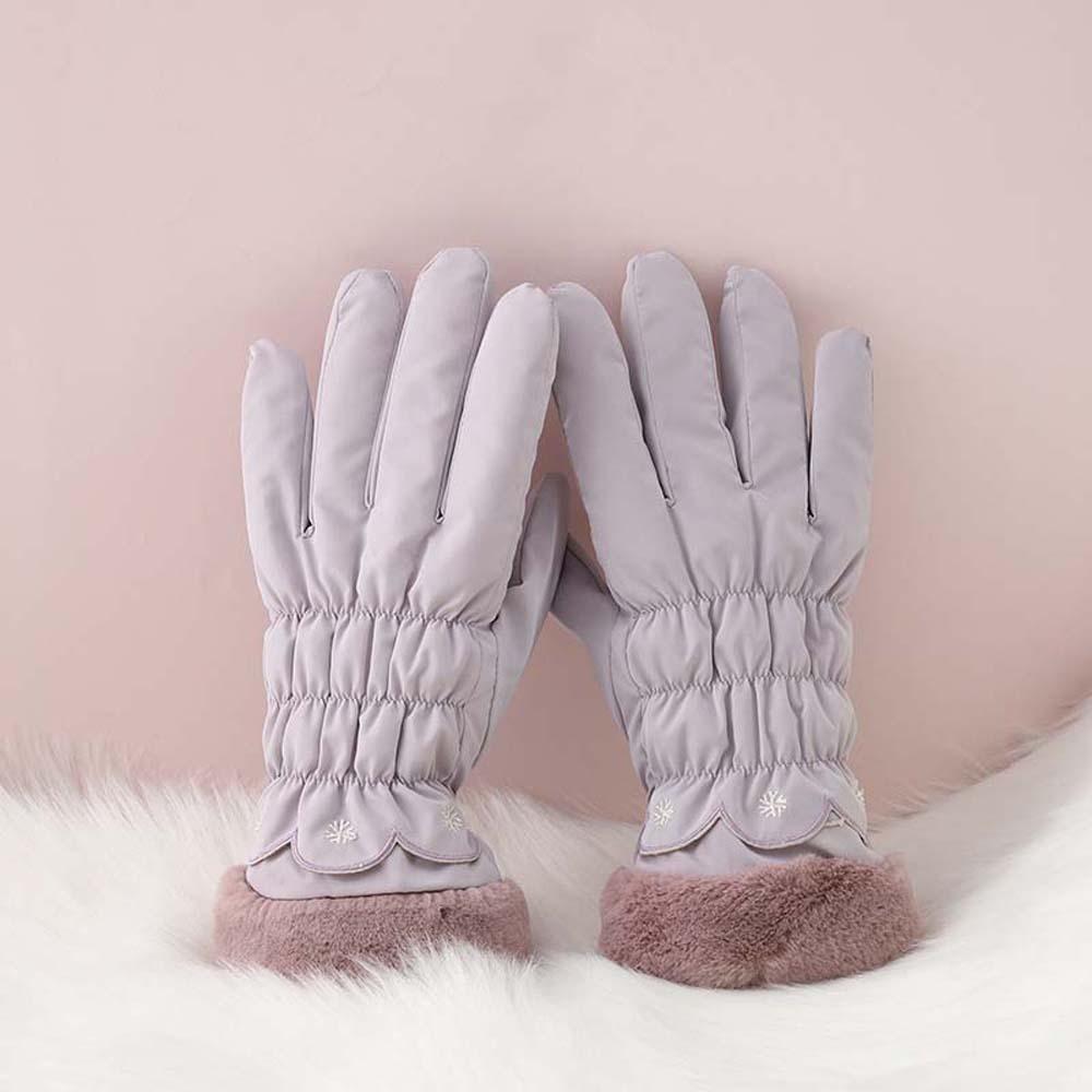 Down Cotton Satin Anti-cold Gloves Soft Finger Mittens Plush Thickened Gloves  Autumn