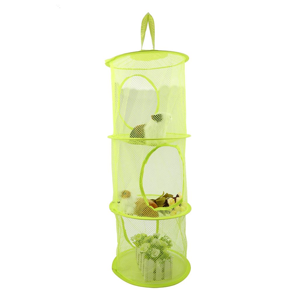Multilayer Dry Rack Foldable Hanging Mesh Toy Storage Basket Underwear Organiser Cage Yellow