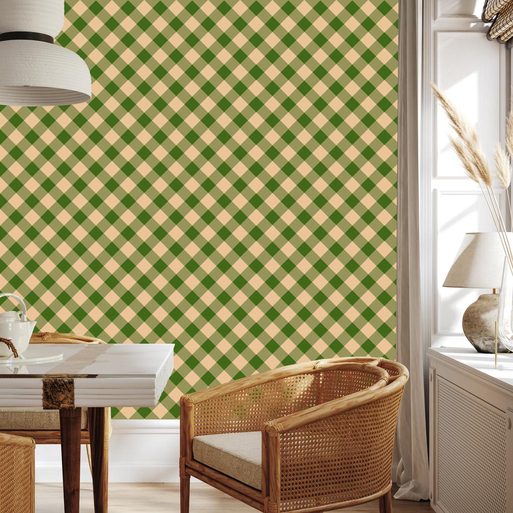 Christmas Autumn Plaid Wallpaper Yellow and Gold 50x1000