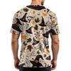 Men's Casual Quick-Dry Breathable Mesh Short Sleeve T-Shirt Lightweight Round Neck Top Halloween Print Design Suitable for Outdoor Activities
