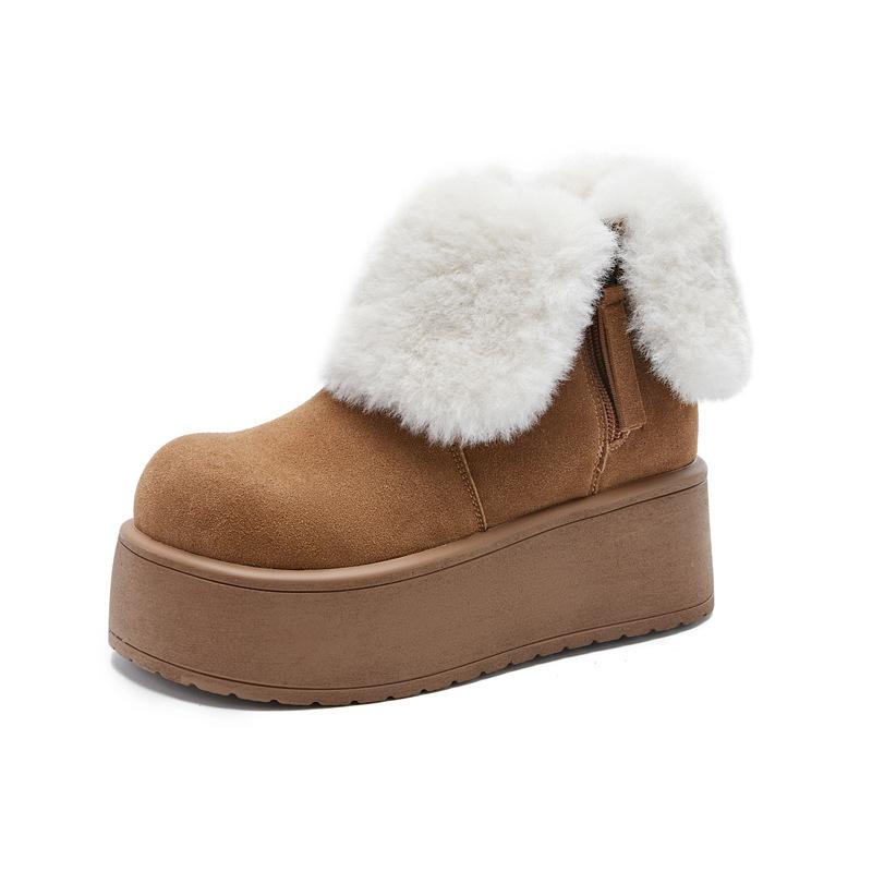 

8616 thick-soled snow boots for women, piled and thickened in winter, heightened within 2025, non-slip and warm short boots are versatile 39 жёлтый