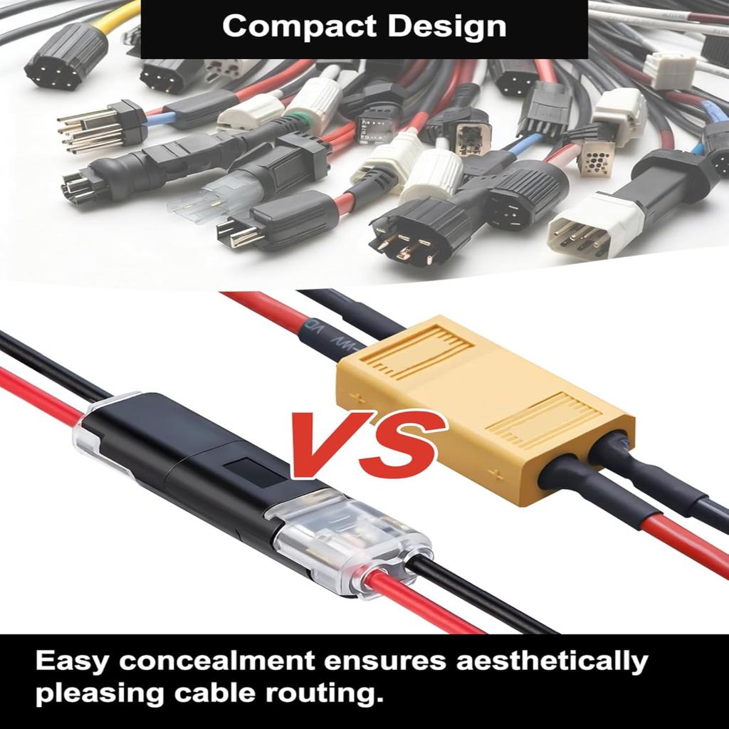 50pcs Double-Wire Plug-in Connector with Locking Buckle Pluggable LED Wire Connector 2 Pin 2 Way Universal Compact Wire