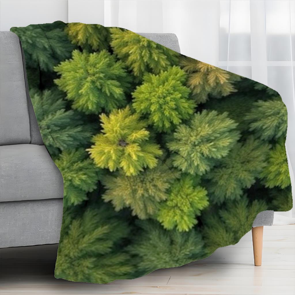 Pine Forest Blanket Green Trees Design Soft Plush Throw Cozy Bedding Nature Theme Decor For Men Women Room Aesthetic Gifts