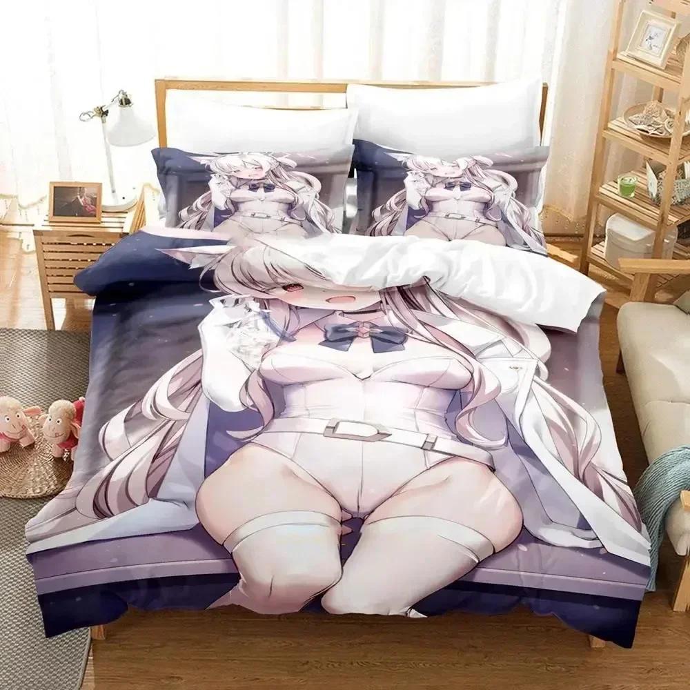 Anime Misono Mika Blue Archive Bedding Set Printed Bed Set With Pillowcase Bed Duvet Cover Soft Queen King Size Bedclothes Home
