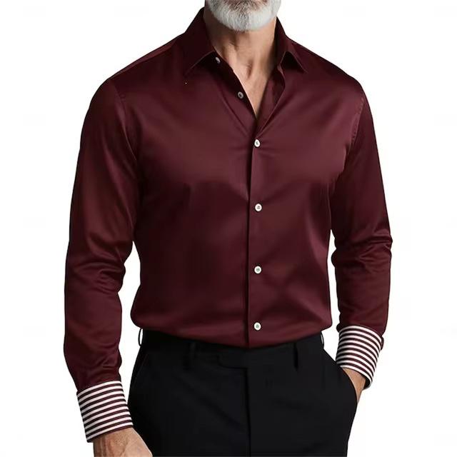 Business Men's Long Sleeve Shirt Simple Casual Solid Color 1D Printed Long Sleeve Casual Shirt Men's