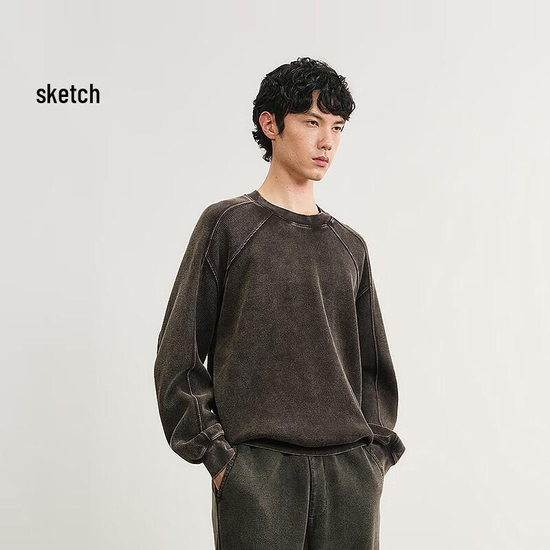 Sketch Men's 2025 Spring Loose Fit Round Neck Pullover Sweatshirt