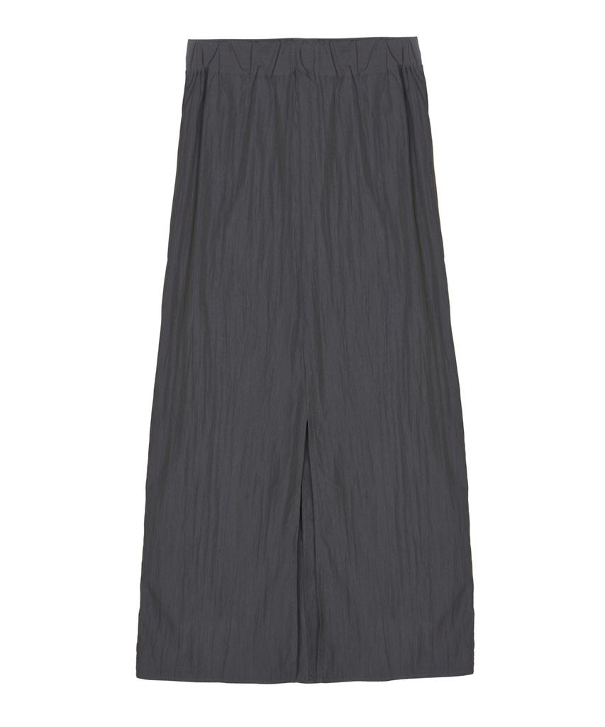 Nigaennikol Shirring Panel Long Skirt_Charcoal