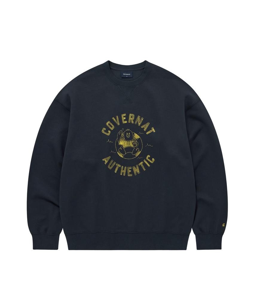 COVERNAT Tube Duck Graphic Sweatshirt Dark Navy
