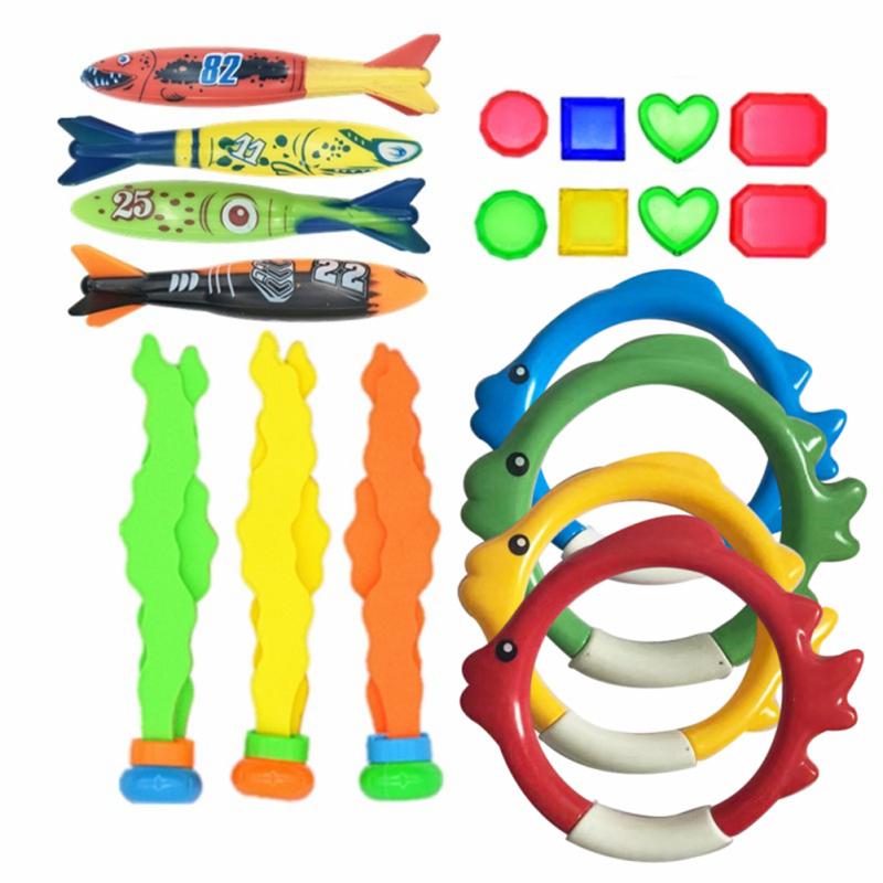 Summer Pool Diving Toys For Kids Fun Children Swimming Pool Games Sinking Toy Set With Diving Rings