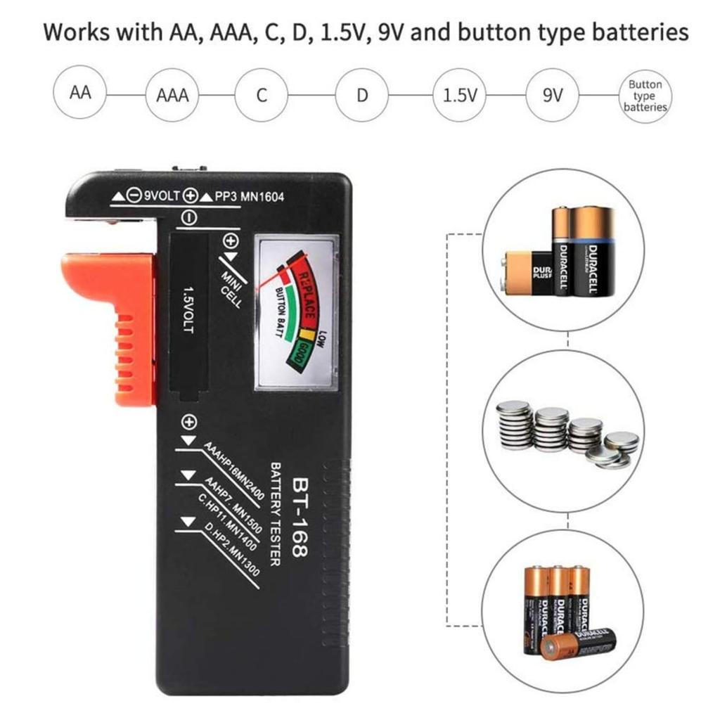 1pc Battery Tester Model BT-168 Battery Checker for AA AAA C D 9V 1.5V Button Cell Batteries, Requires No Battery for Operation