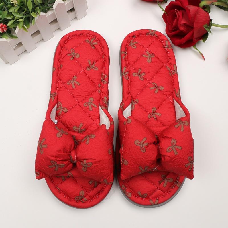 

Трехслойные утолщенные тканевые тапочки, летние женские тапочки для деревянного пола, домашние тапочки на мягкой подошве Length about 26 cm