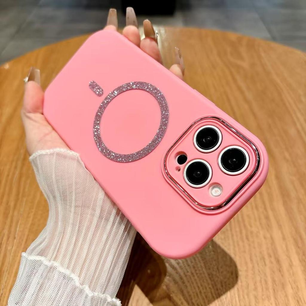 Glitter Magnetic iPhone 17 Pro Case, Skin-Feel Macaron Design with Precise Cutouts, Full Coverage for iPhone 16 Pro and 15.
