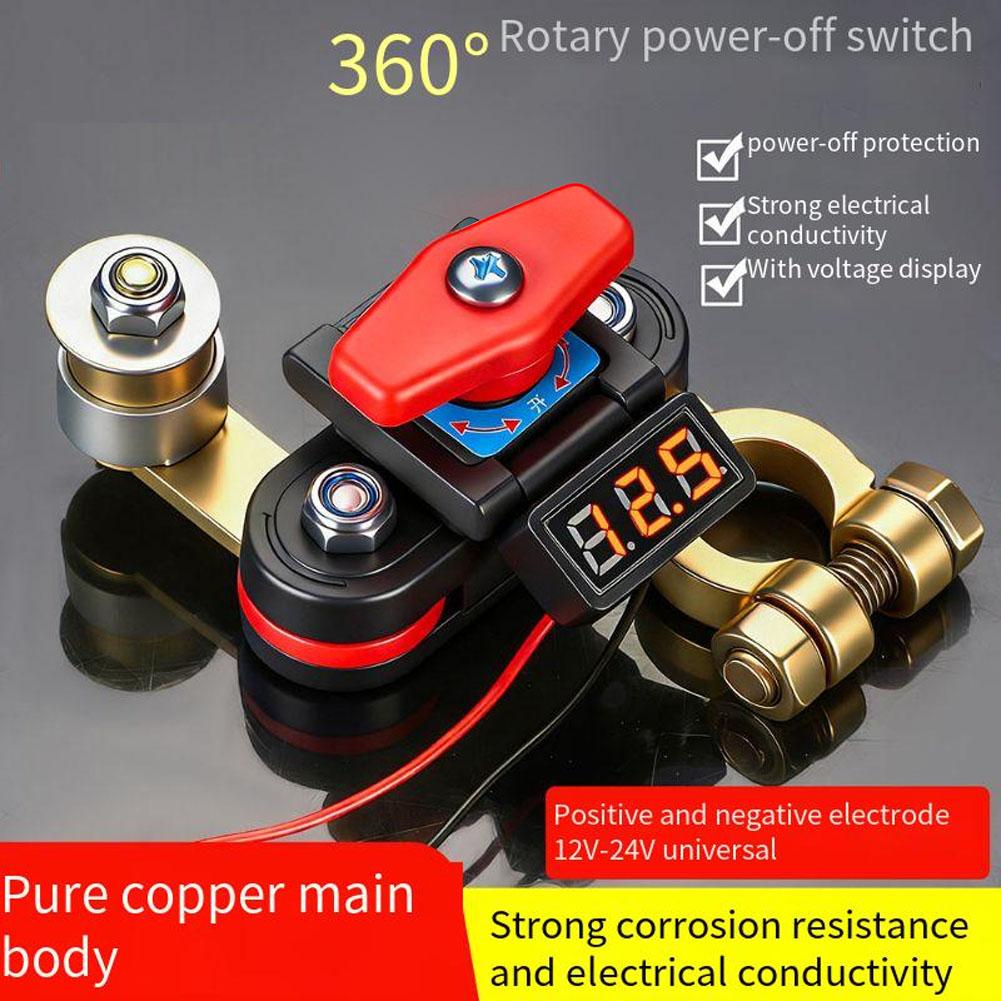 360 Degree Rotating Car Battery Disconnect Switch Heavy Duty Brass For 12V 24V Vehicle Negative Terminal Circuit Breaker Tool