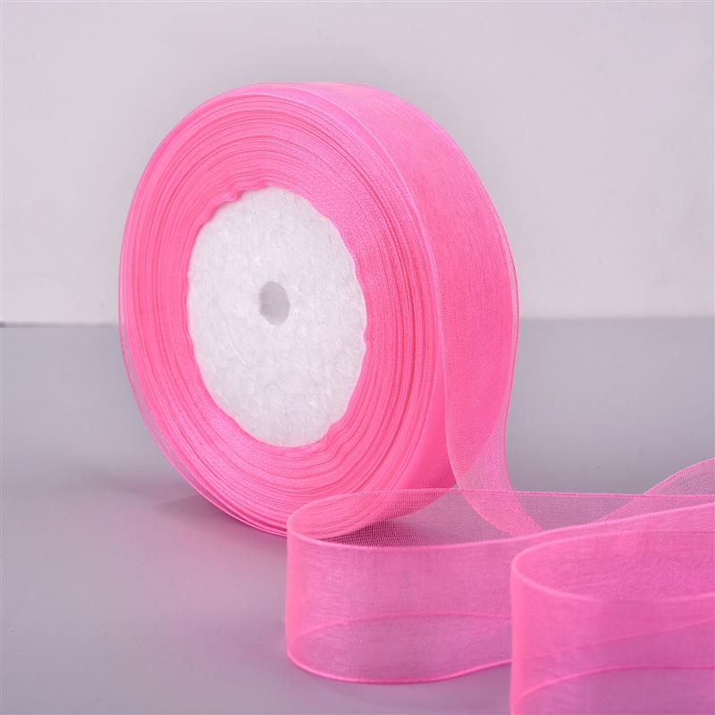 2.5cm * 50 Yards Lace Gauze Ribbon Chiffon Ribbon Valentine'S Day Transparent Flower Packaging DIY Handmade Straps Lace Fabric