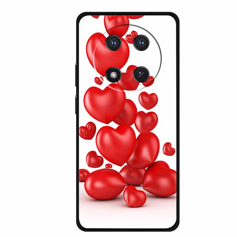 For Honor X9c Case X 9 c Coque Flowers Black Silicone TPU Soft Back Cover For Honor Magic 7 Pro Magic7 5G lite Phone Case Funda