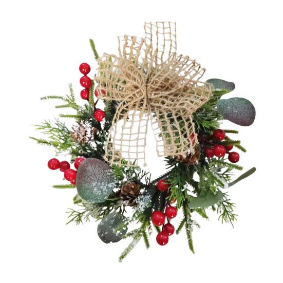 Christmas Cabinet Wreath Pine Needles Berries Pine Cones Decor Kitchen Shelves Indoor Outdoor Garland