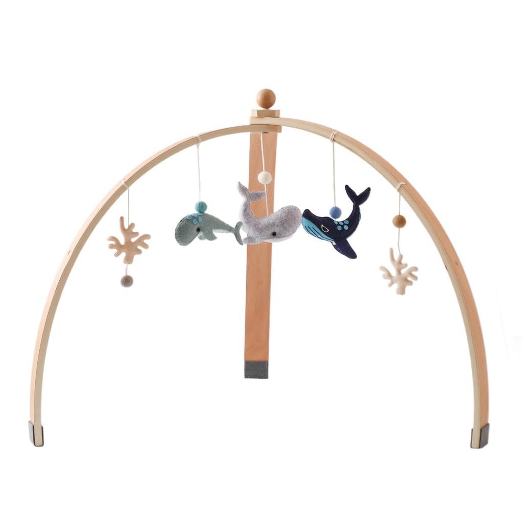 Etucdose Baby Play Gym with Natural Wooden Marine Animal Indoor Play Cotton Finger Hanging Perfect for Early Newborn Baby Birthday Gift Toys, Design,