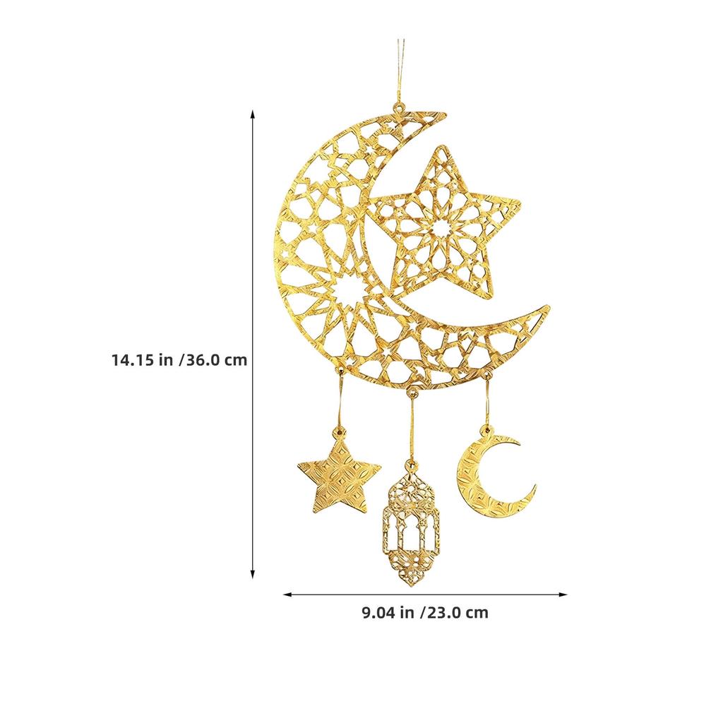 Islamic Eid Hanging Decor Party Golden Moon Lanterns Muslim Supplies Sign Ramadan Wall Star Ornaments