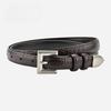 Retro Leather Small Belt Cowhide Female Student Simple and Versatile Decorative Crocodile Pattern Thin Belt Women with Suit Skirt