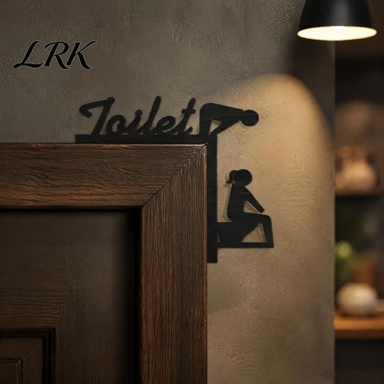 Metal Bathroom Sign Funny Door Sign, Thinking Room Wall Art with Humorous Quotes, Self-Adhesive Decorative Stickers Toilet for Restroom, Rustproof