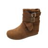 [Fanfna] Retro Suede Short Boots Women's 2025 Autumn New Round-head Martin Boots Low Tube Western Pile Boots
