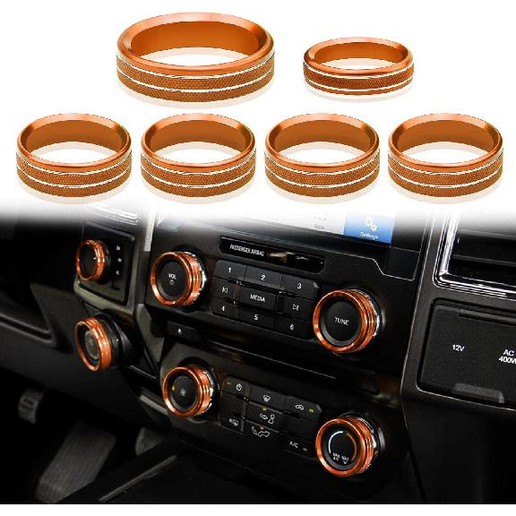 Knob Cover for F150 AC Climate Control Switch/Trailer/4WD/VOL/Tune Button Interior Center Console Trim Accessories Compatible with Ford F150 XLT 2016