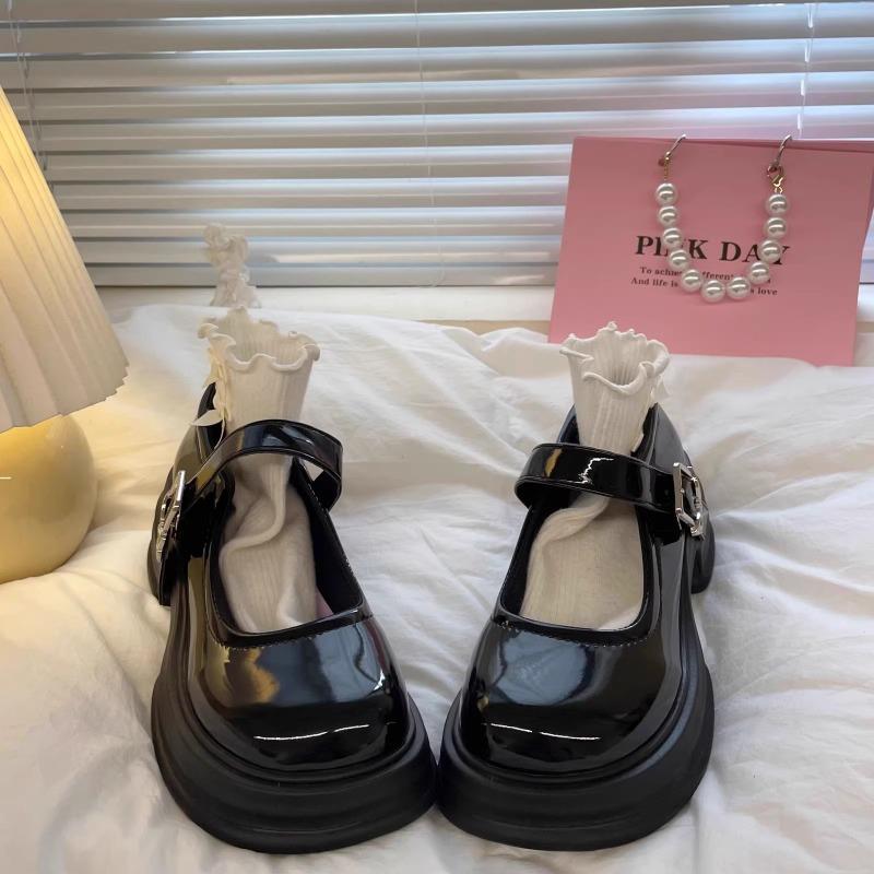 Sweet and Cool Little Leather Shoes for Women, New Retro Thick-soled Shallow Mouth Mary Jane Single Shoes for Women In Spring and Autumn