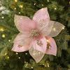 Realistic Glitter Christmas Poinsettia Velvet Christmas Tree Ornaments  Christmas Party