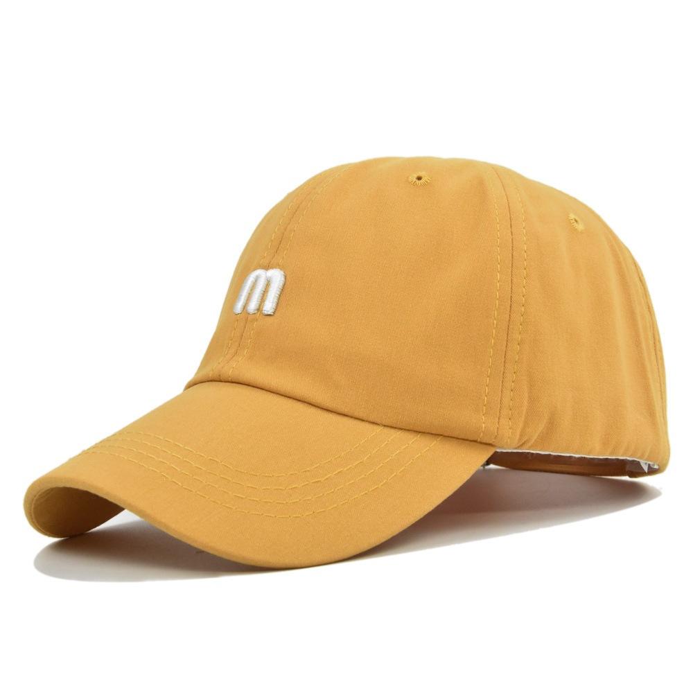 M Embroidered Baseball Cap - Korean Style 3d Embroidery Duckbill Cap - Couple's Baseball Cap - Sun Hat - Cotton