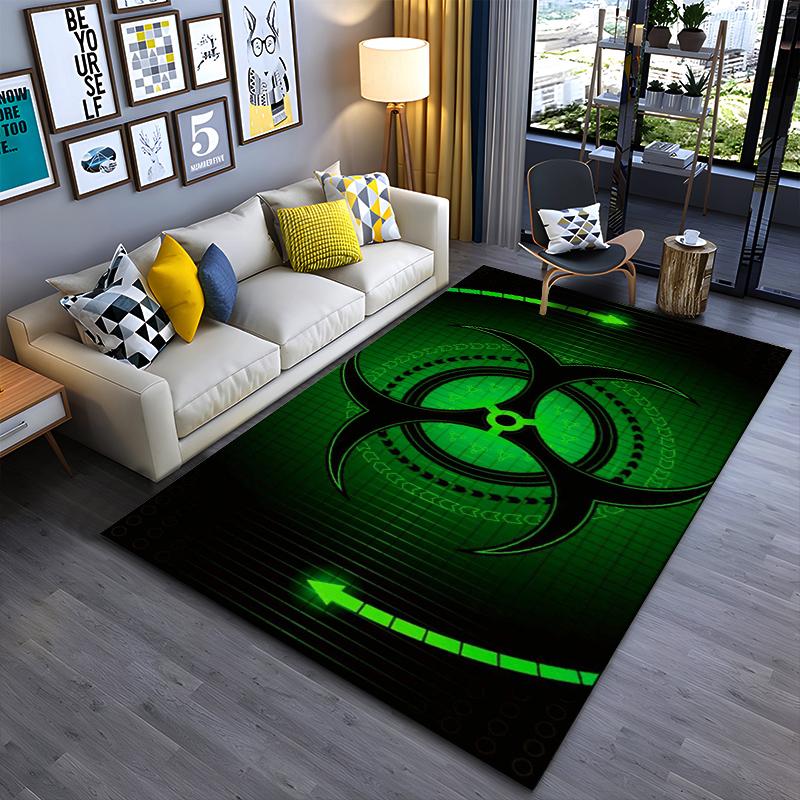 

Biohazard Symbol Pattern Rug Suitable for use as an anti-slip game mat for living room and bedroom sofas 40x60cm( 15x23in )