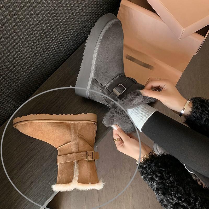 Winter tall snow boots women's thick-soled piled thickened northern gray cotton shoes winter