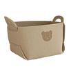 Felt Storage Basket with Handles Foldable Laundry Snacks Toys Clothes Bin for Home Desktop Bear
