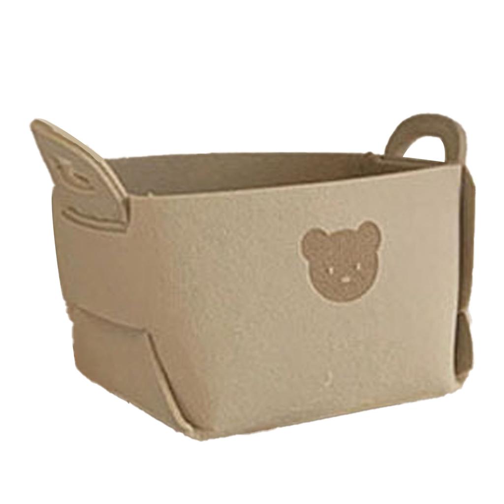 Felt Storage Basket with Handles Foldable Laundry Snacks Toys Clothes Bin for Home Desktop Bear