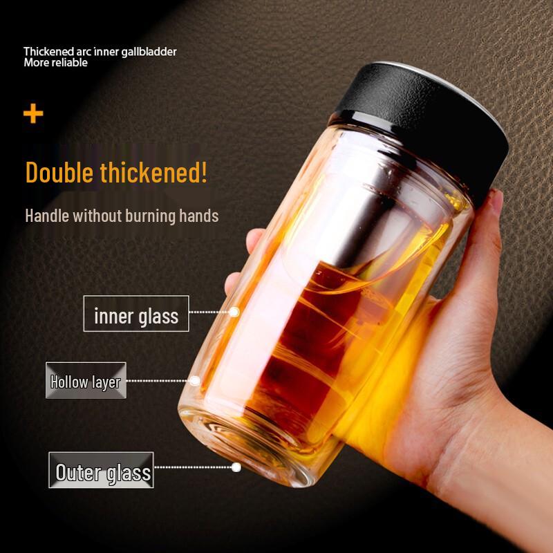 Portable Double Wall Glass Tea Infuser Cup