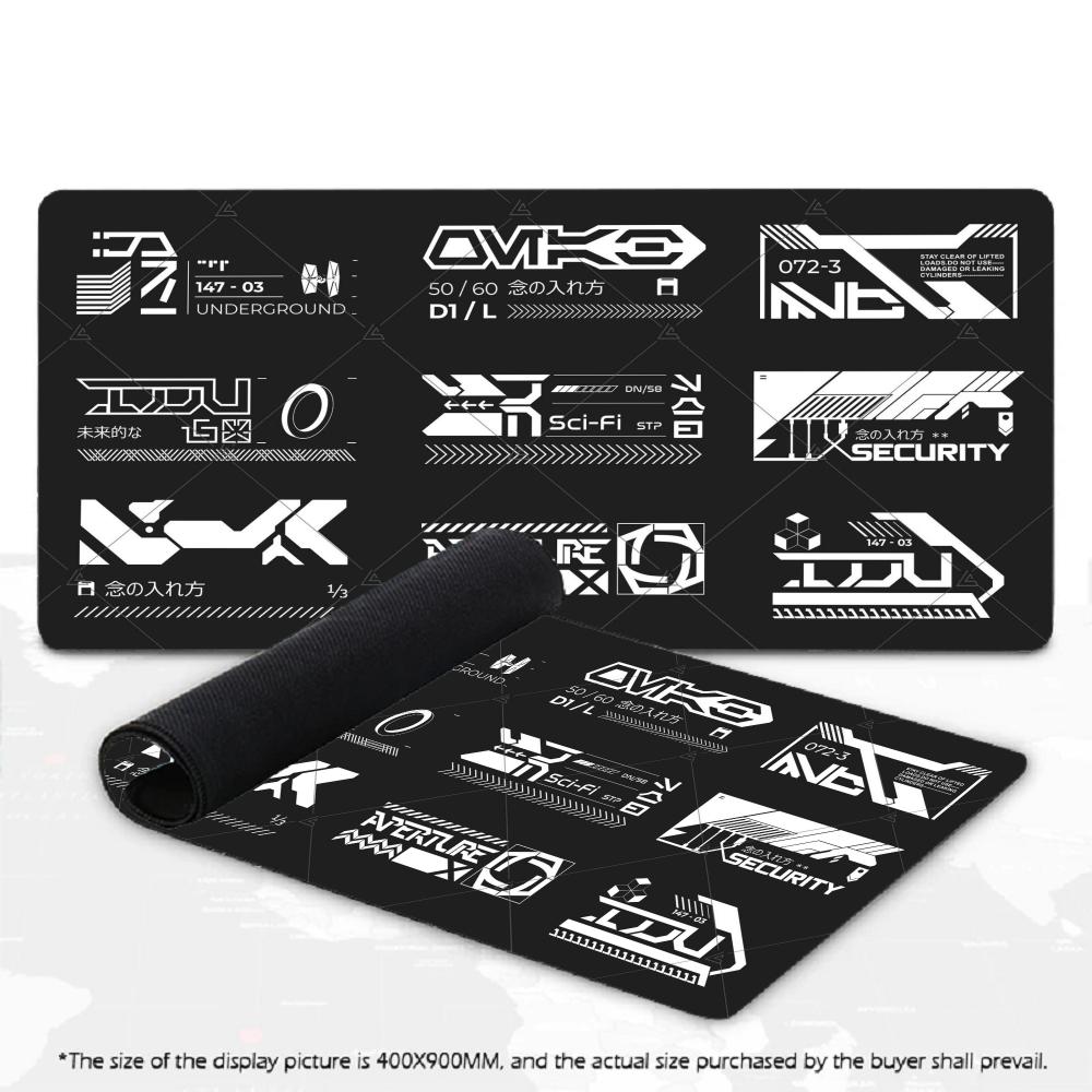 Large XXL Deskmat Cyberpunk Futuristic Tech Graphic Mouse Pad Non‑Slip Rubber Overlocked Mousepads Keyboard Table Mat Desk Mats