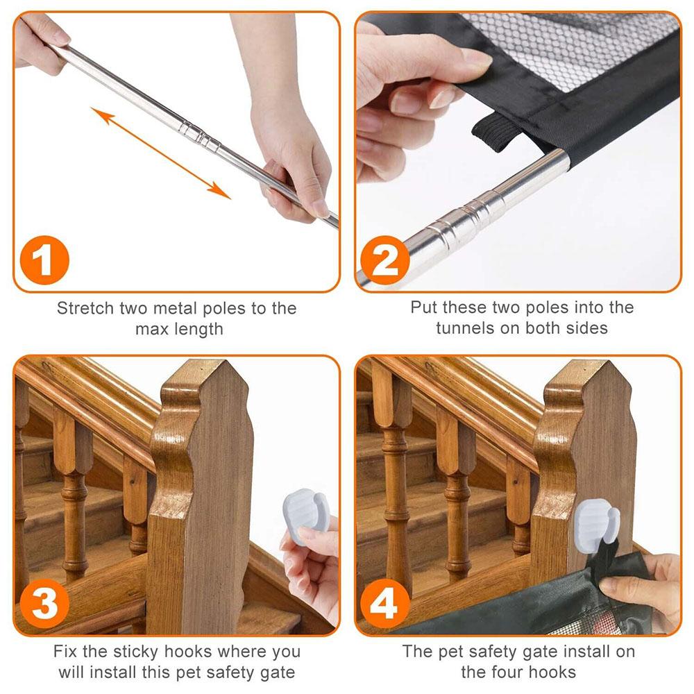 Safety Gate Baby Pet Dog Door Wide Retractable Mesh Net Home Kitchen Stairs Net