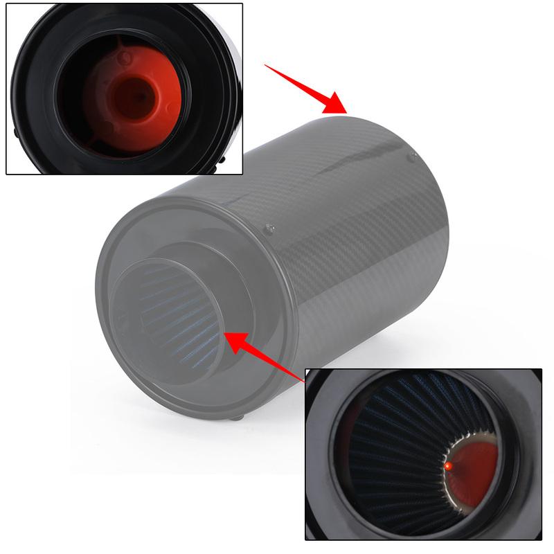 LZONE - Air Intake With Fan or Without Fan Universal Racing Carbon Fiber Cold Feed Induction Kit Air Intake Kit Air Filter Box