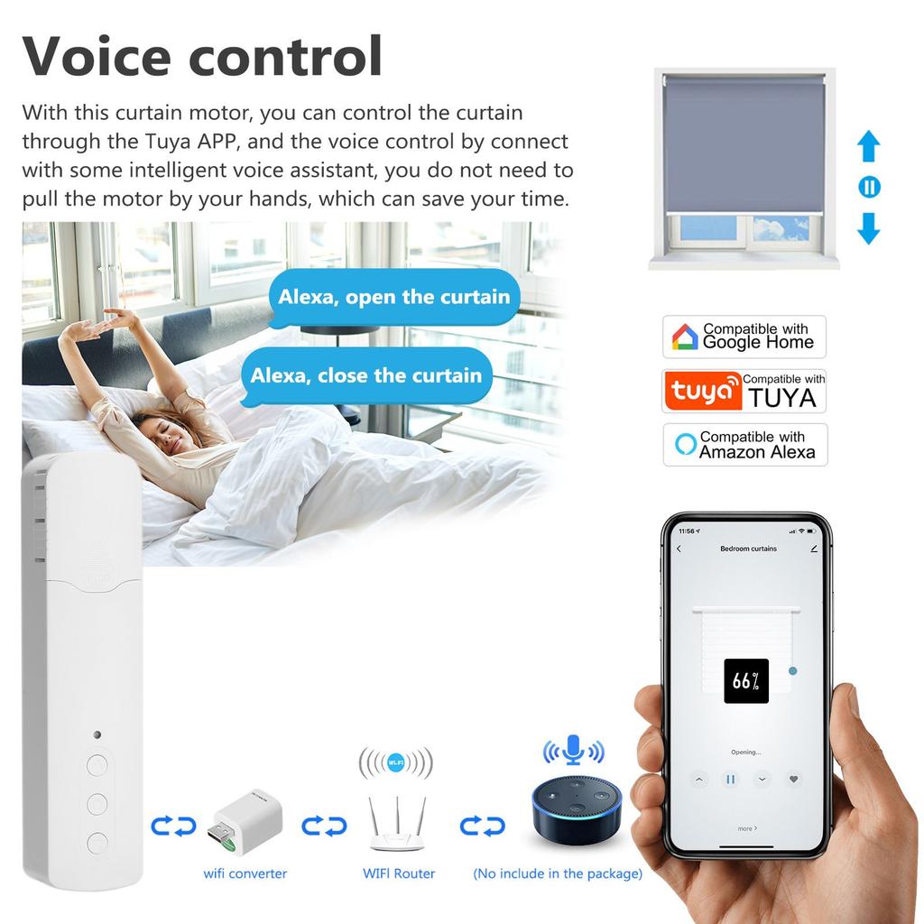 Tuya Zigbee Smart Electric Curtain Motor Chain Roller Blinds Pull Bead Curtain Switch System For Alexa Google Home Voice Control