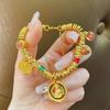 Ancient Sand Gold Enamel Yellow God Of Wealth, Entangled Bracelet, Five-Way God Of Wealth Small Fat Blessing National Style