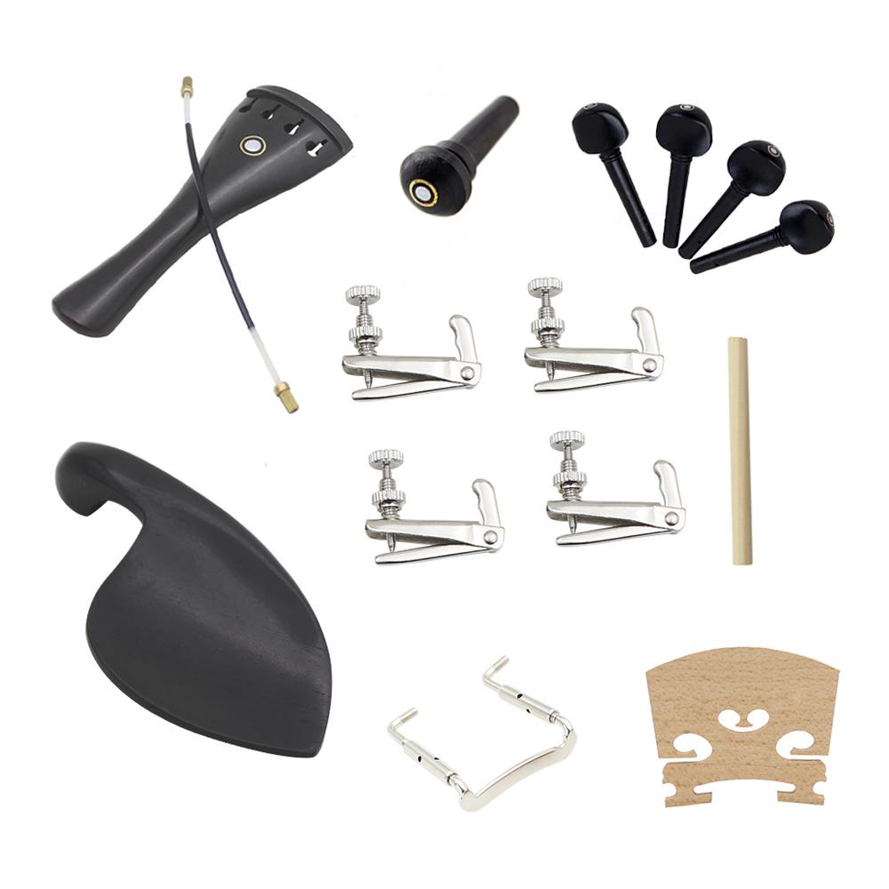 15pcs 4 4 Violin Fiddle Parts Accessories Including Tailpiece + Tail Gut + End Button + Chin Rest + Chin Rest Screw +