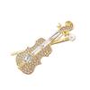 Elegant Crystal Violin Pearl Brooch Pin Jewelry for Music Lovers and Fashion Enthusiasts Lapel Pin for Music Event