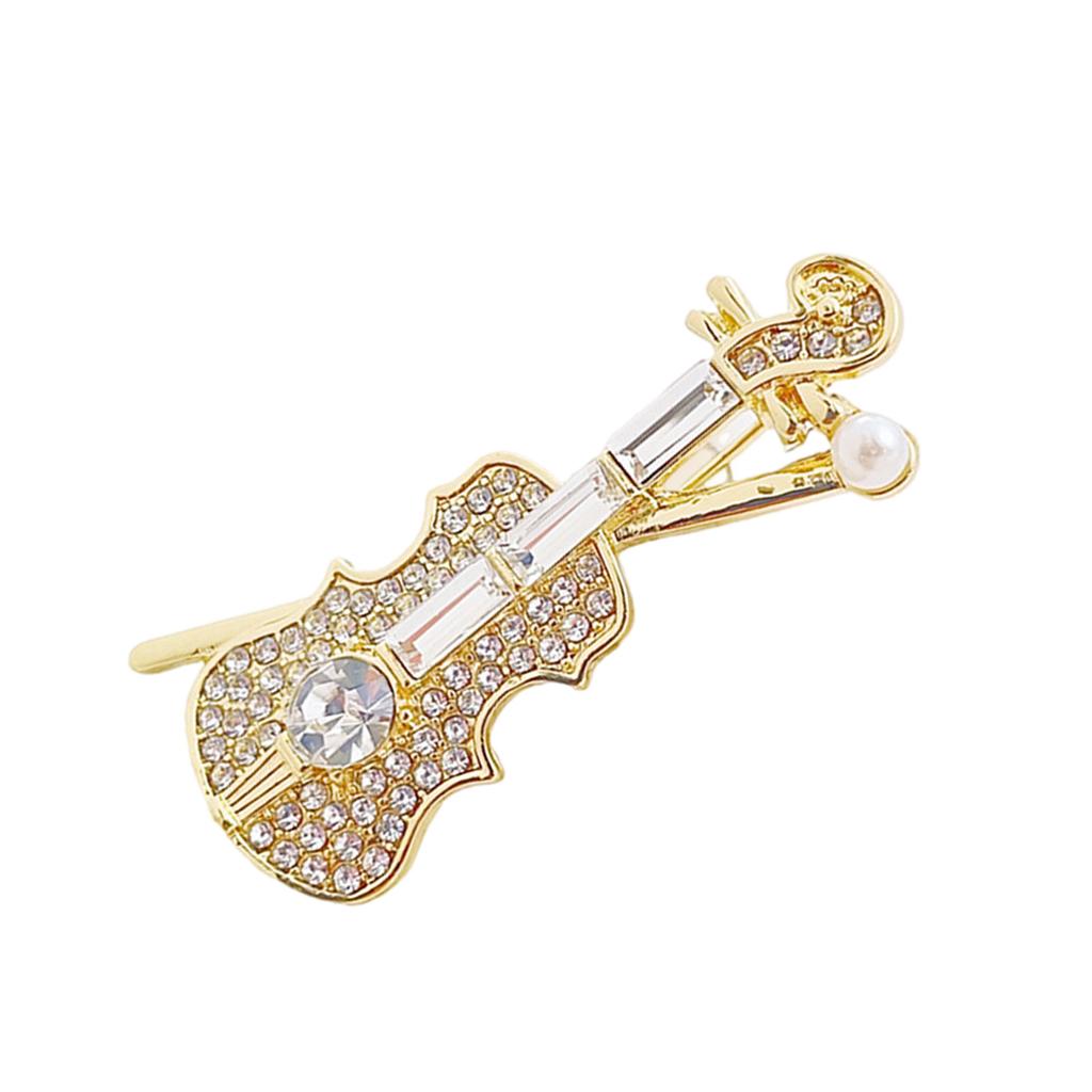 Elegant Crystal Violin Pearl Brooch Pin Jewelry for Music Lovers and Fashion Enthusiasts Lapel Pin for Music Event