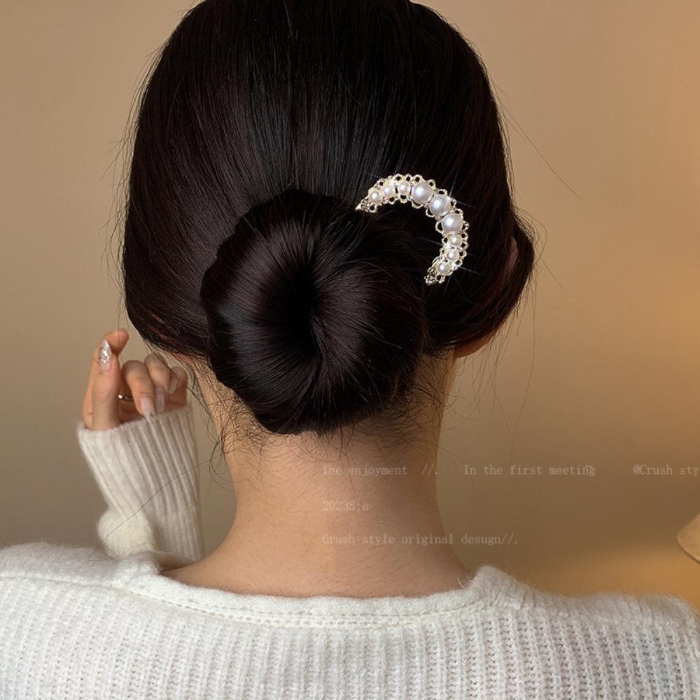 1pc Fashion Pearl U-Shape Hair Clips Accessories Hairpin Female Plug Comb Hairpin Hair Plate Fixed Artifacts Hairpin Headdress